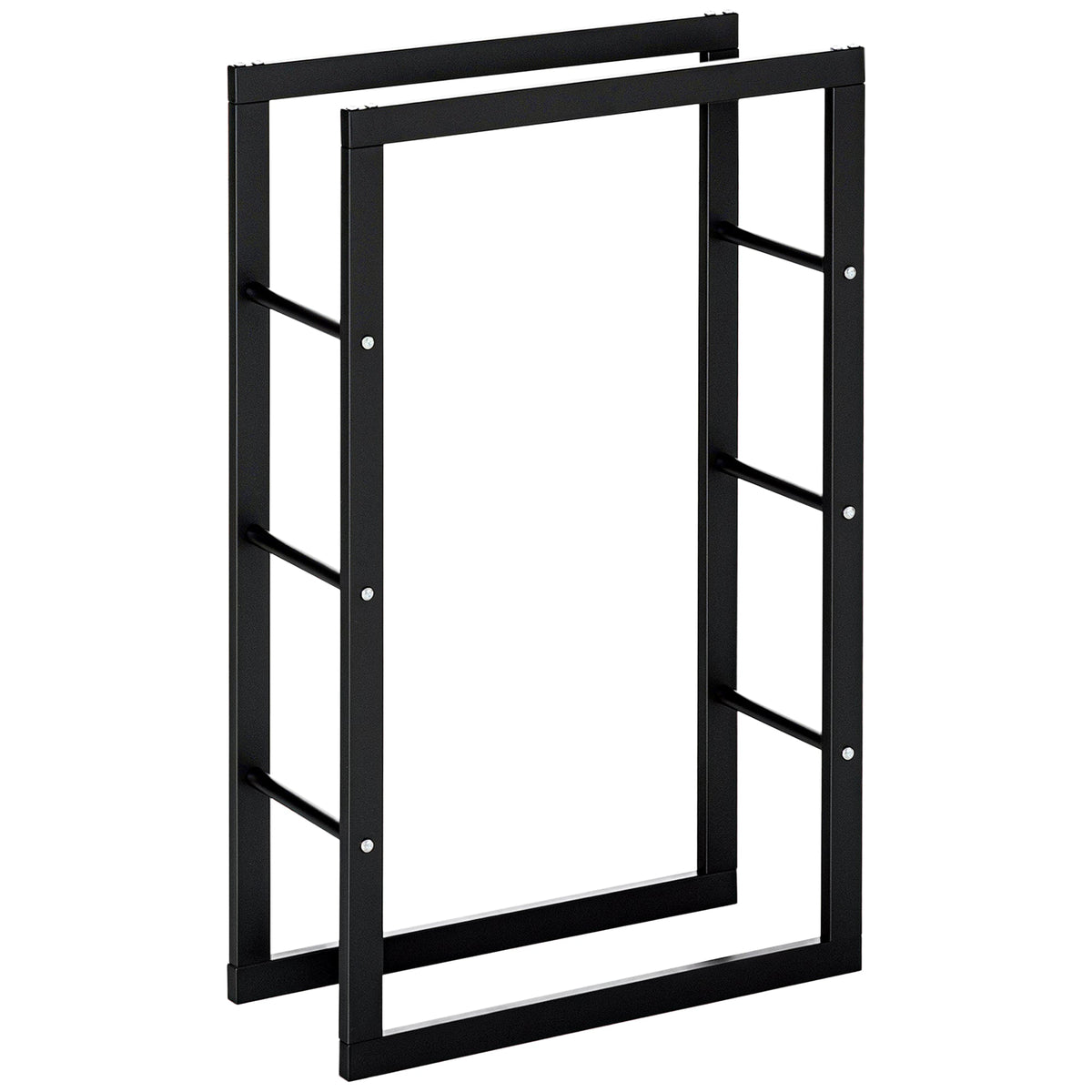 15.7" x 9.8" x 39.4" Firewood Rack Outdoor, Log Holder Fireplace Storage Rack with Handles and 220 lbs. Weight Capacity, Black