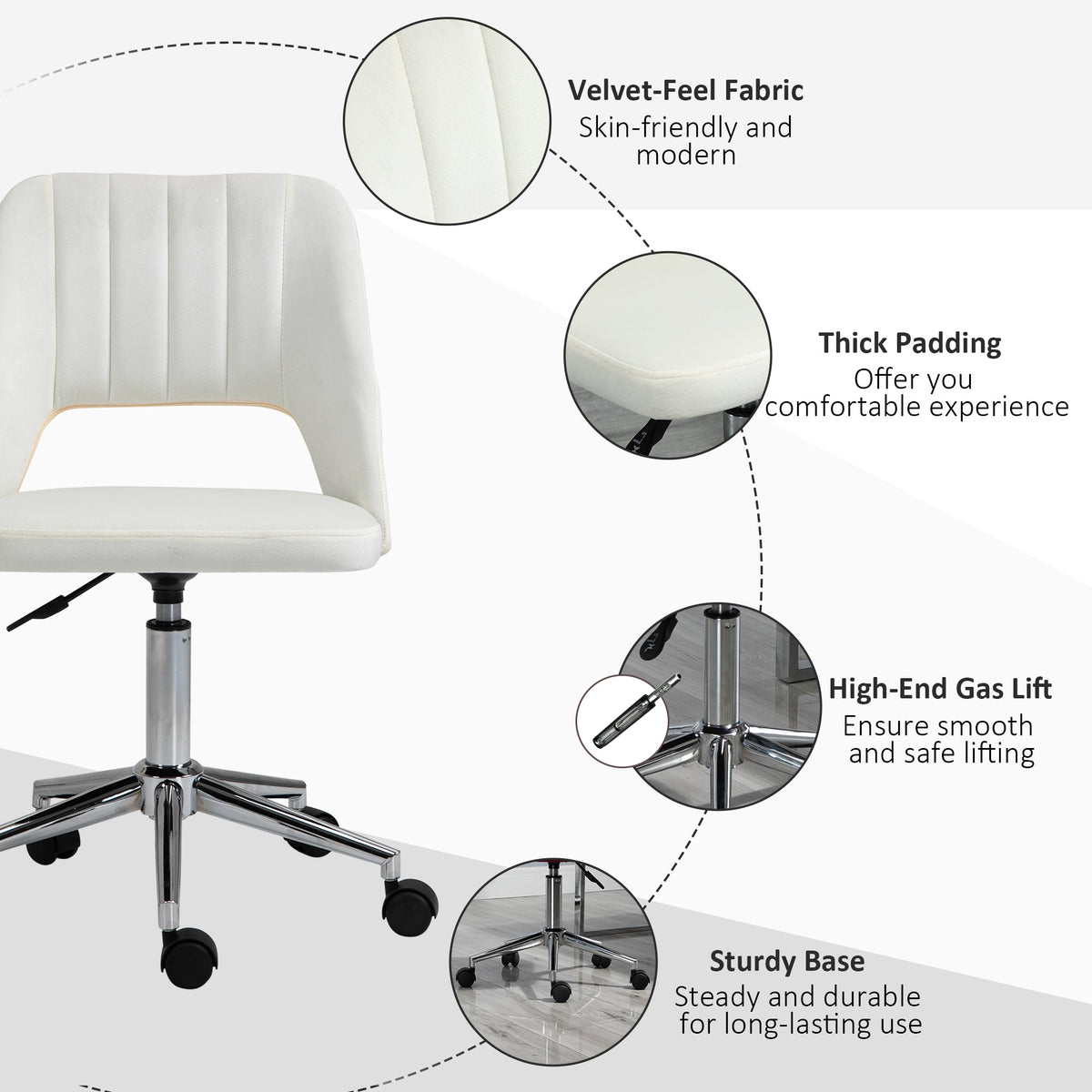 Mid Back Office Chair Velvet Fabric Swivel Scallop Shape Computer Desk Chair, Green