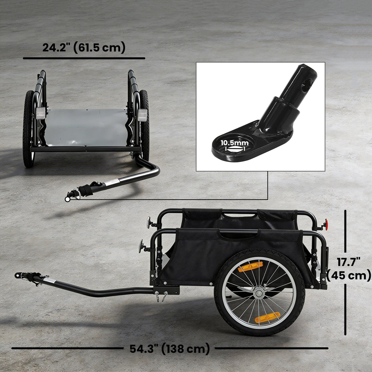 Bike Cargo Trailer, Bicycle Trailer Wagon Cart with Quick Release 16" Pneumatic Wheels, Red Flag