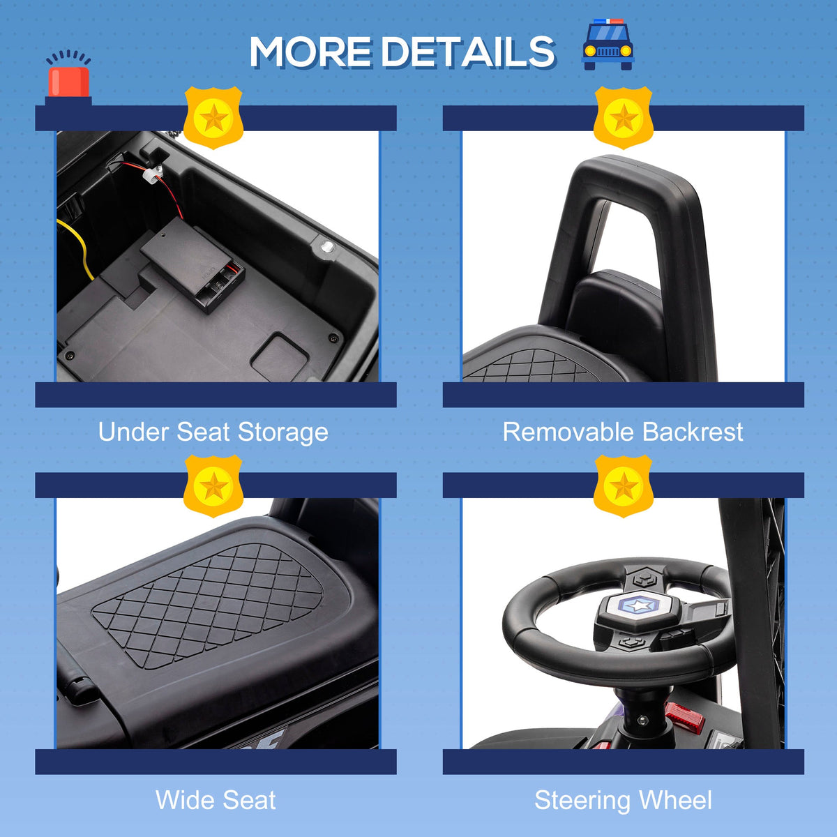 Kids Ride On Sliding Car with Hidden Under Seat Storage, Foot-to-Floor Design, Black