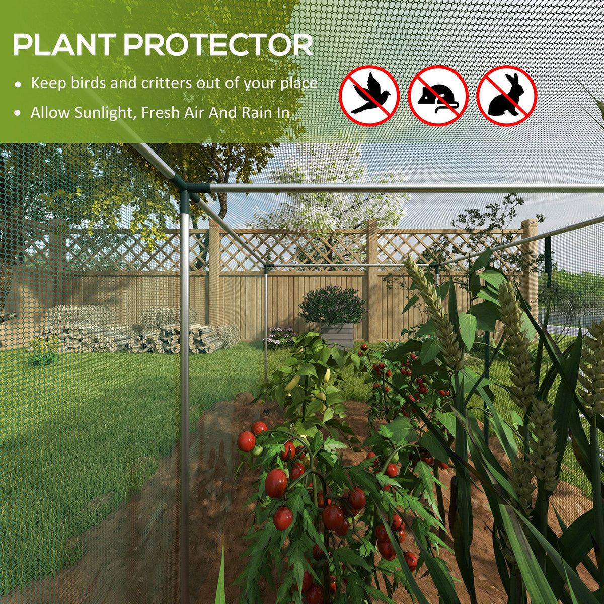 Galvanized Steel Crop Cage, Plant Protection Tent with Zippered Door, 4' x 4', Black