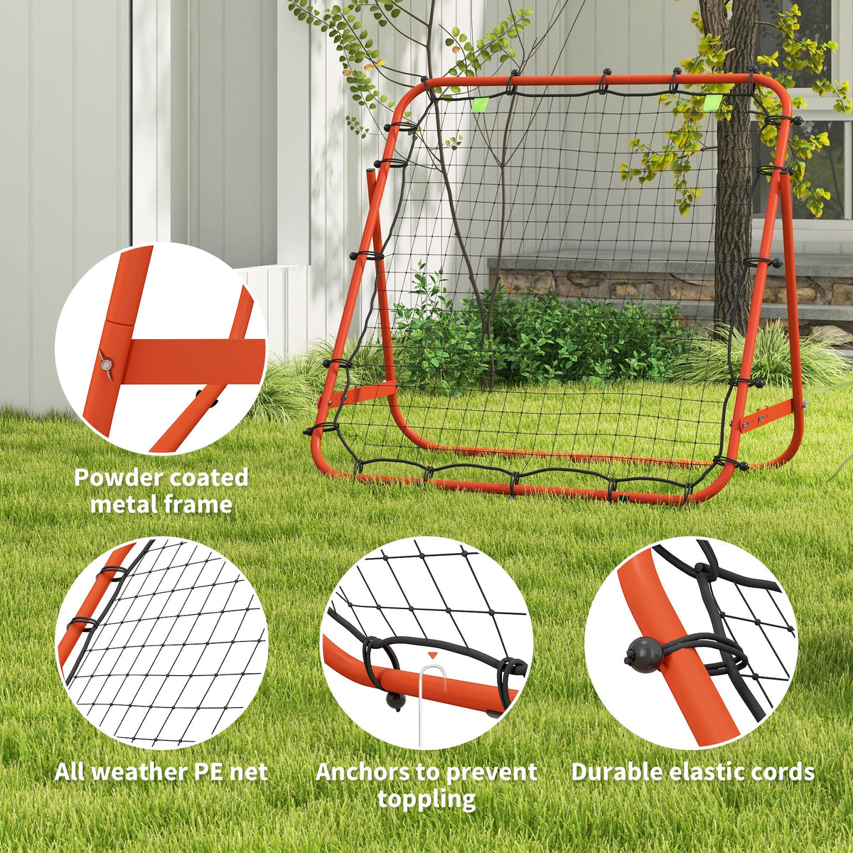Volleyball Rebounder Net, Adjustable Soccer Rebounder, Baseball Volleyball Training Equipment Aid, Blue