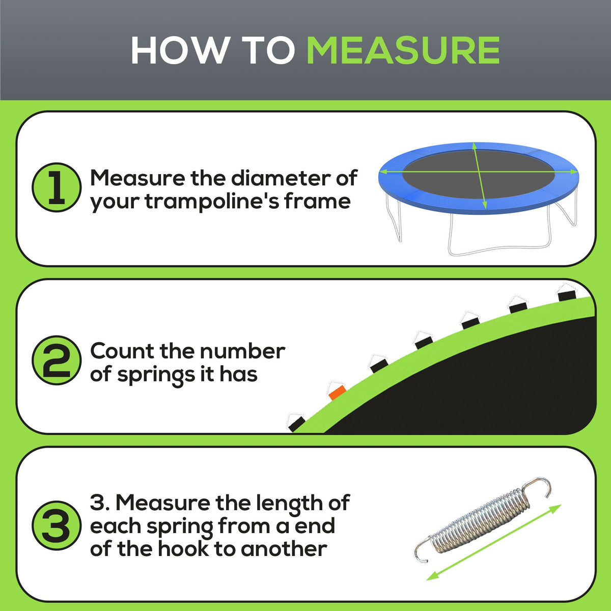 Trampoline Replacement Mat, Fits 14' Trampoline w/ 80 V-Hooks & 5.5" Springs (Spring & Frame not Included), Black