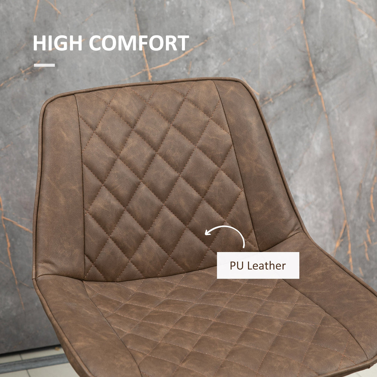 PU Leather Counter Height Bar Chairs Set of 2, 27.75" Bar Stools with Metal Legs for Dining Area, Kitchen Island, Black