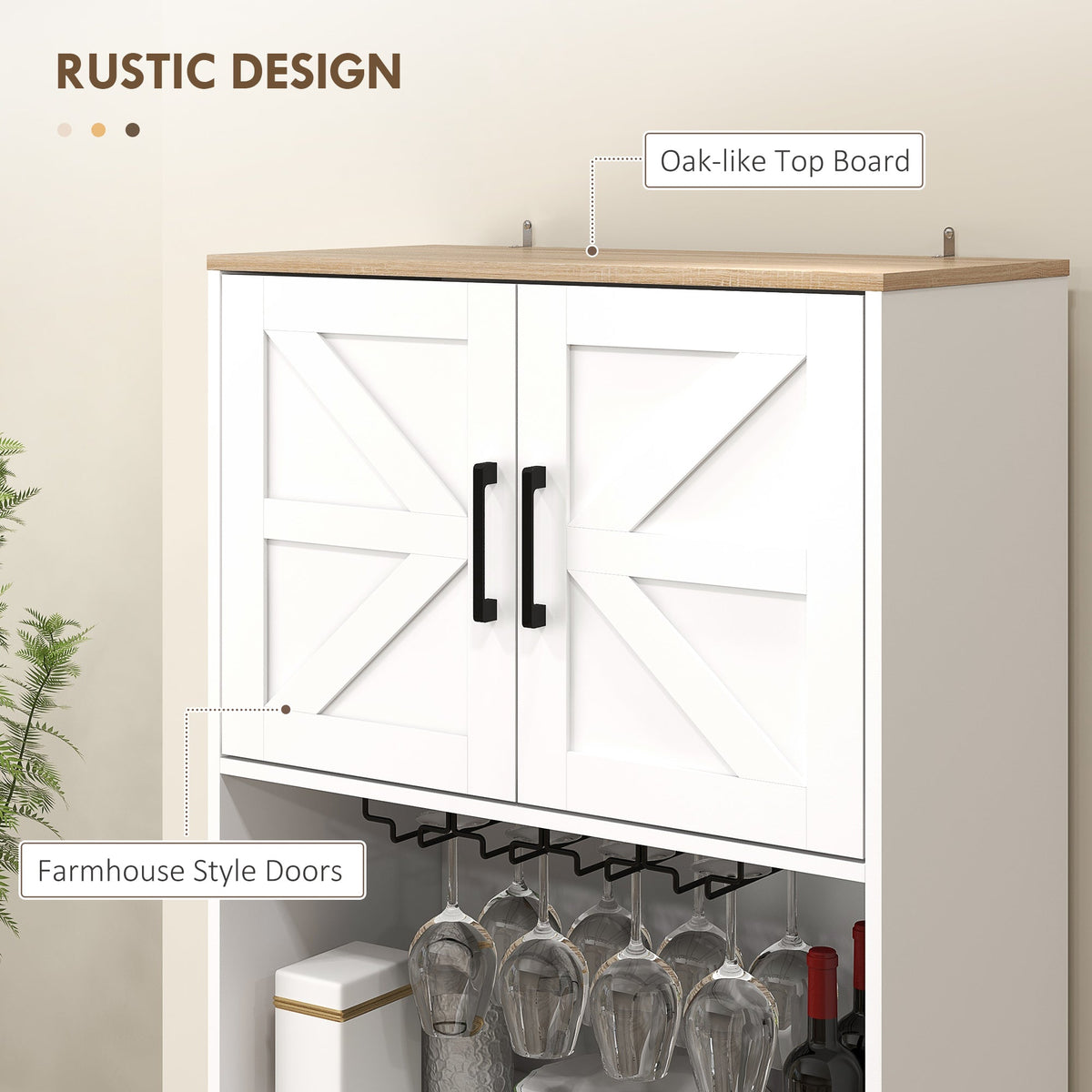 Farmhouse Kitchen Pantry, 68" Freestanding Hutch Storage Cabinet with Microwave Oven Countertop, Black