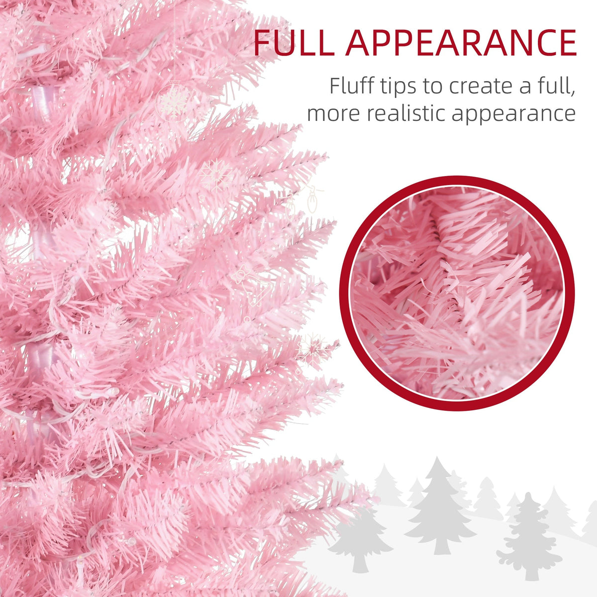 6' Pre Lit Artificial Pencil Christmas Trees, Xmas Tree with Realistic Branches and Warm White LED Lights, Green