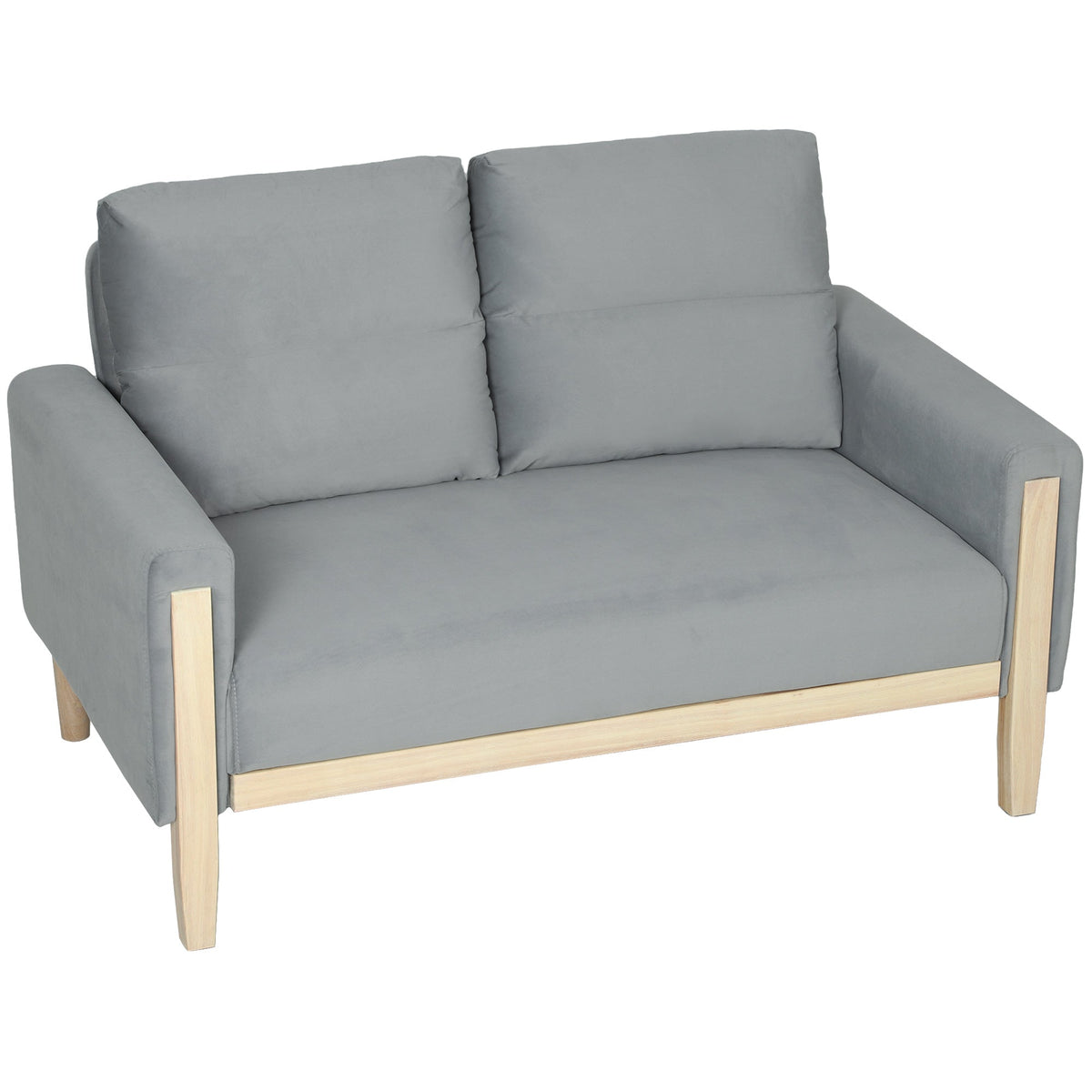 53" Loveseat Sofa, Small 2 Seater Couch with Solid Wood Legs, Modern Velvet Sofa for Living Room, Small Spaces,Brown