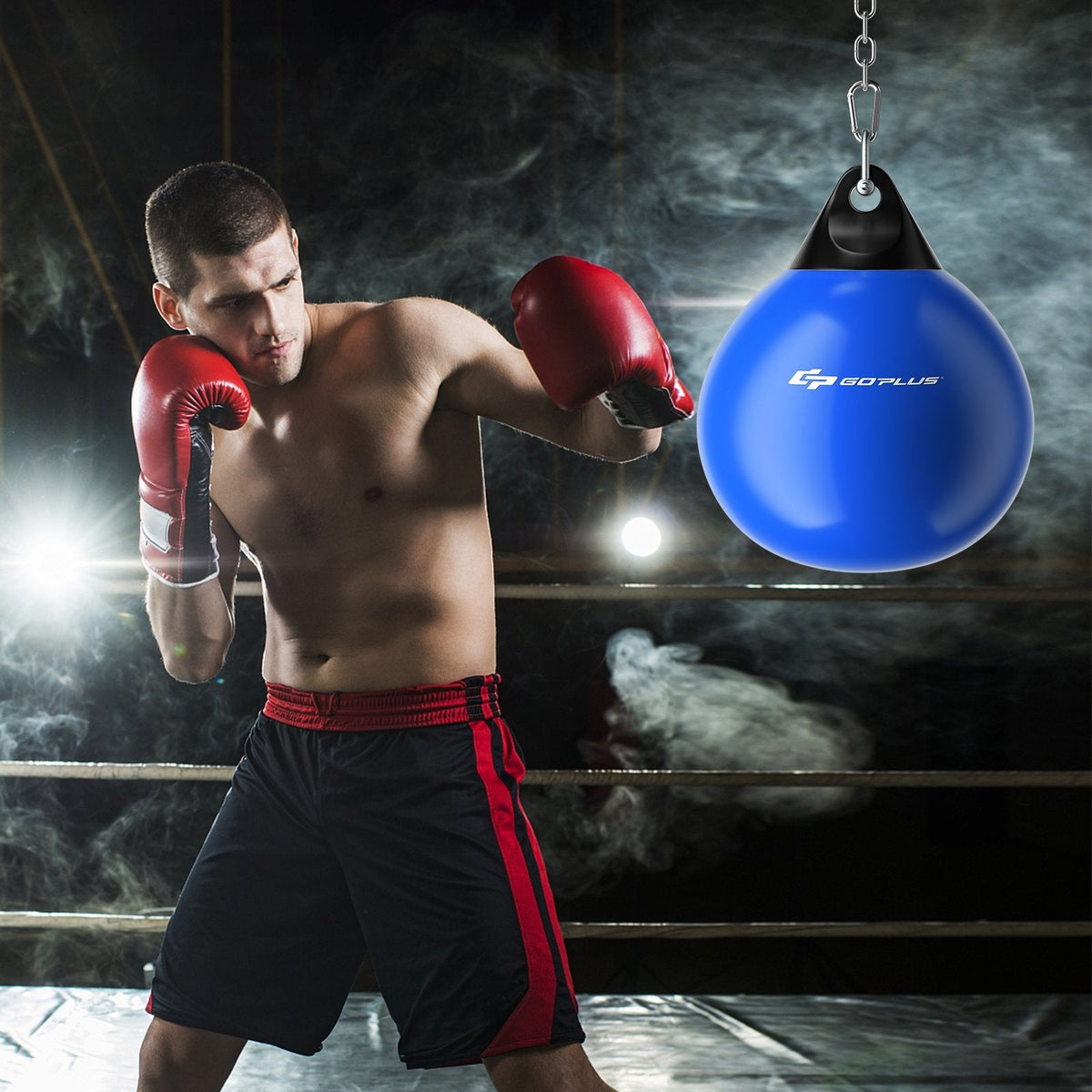 18 Inch 110 Pound Heavy Punching Water Aqua Bag with Adjustable Metal Chain-Black