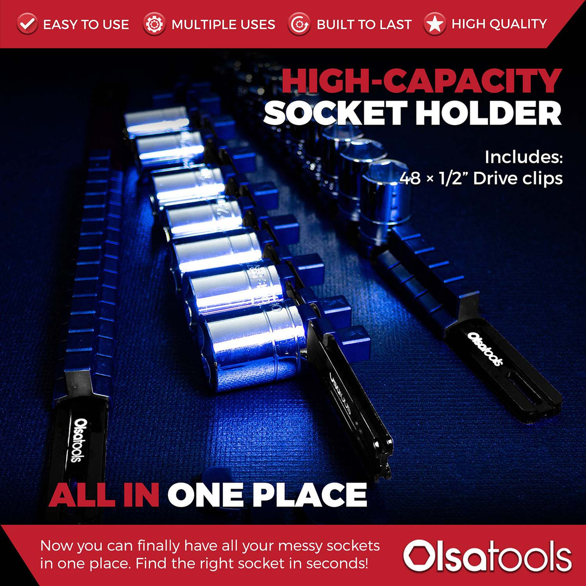 Aluminum Socket Organizer Rails with Locking End Caps