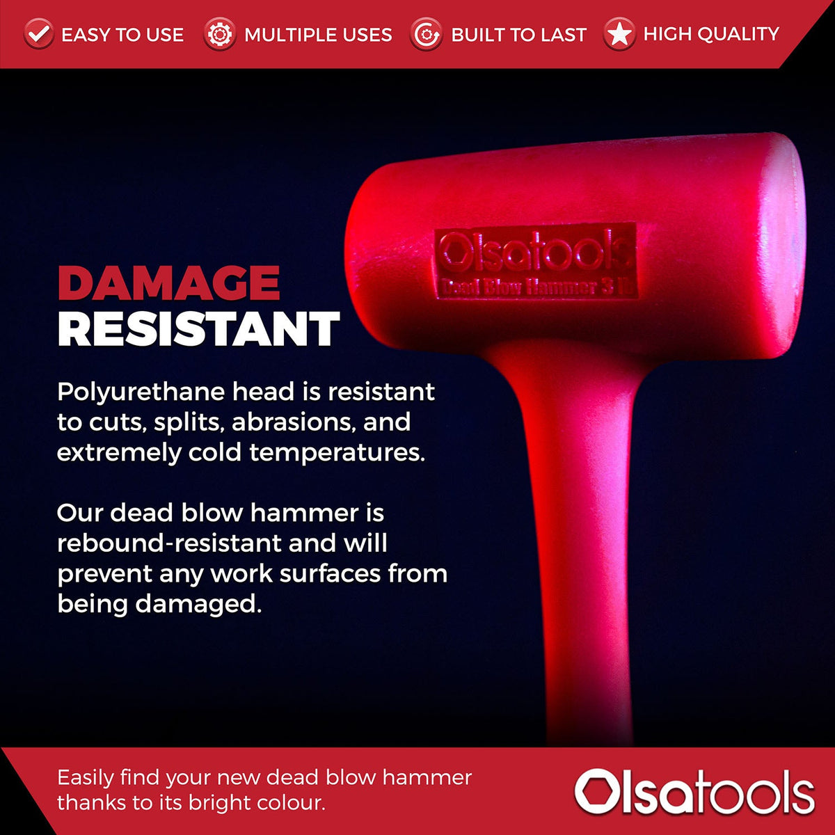 3lb Dead Blow Hammer Polyurethane Head