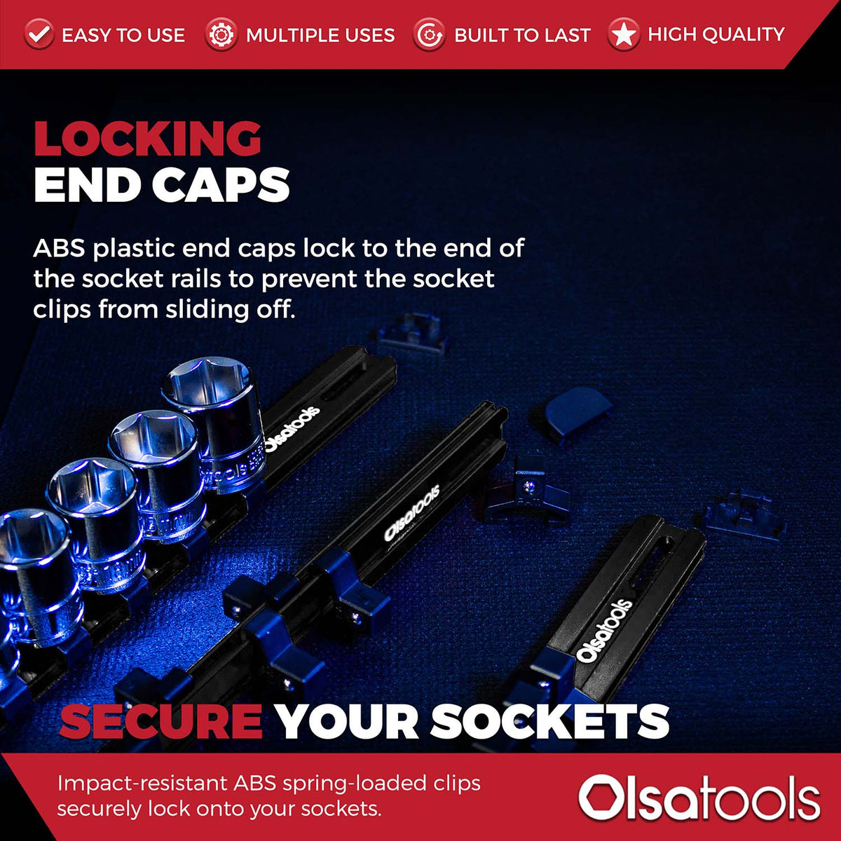 Aluminum Socket Organizer Rails with Locking End Caps
