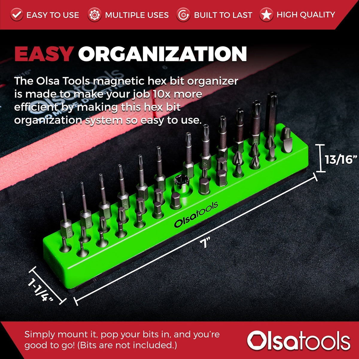 Magnetic Hex 1/4" Bit Organizer