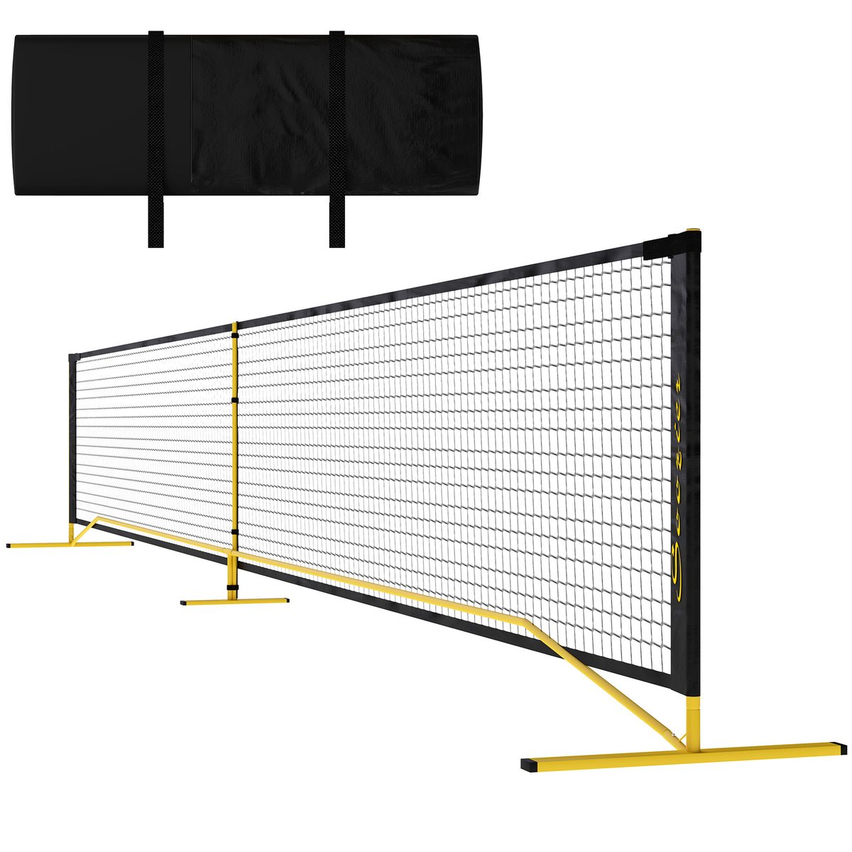Portable Pickleball Net Set with 22FT Regulation Size Net, Carrying Bag for Indoor Outdoor Driveway, Yellow