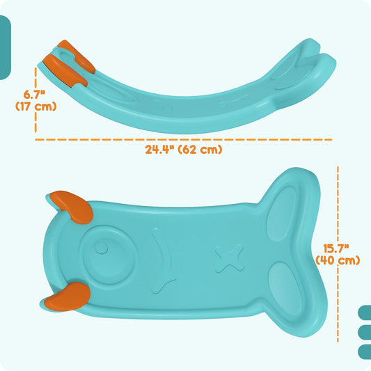 24.4" Kids Balance Board, Wobble Board Toddler Curved Rocker, Preschool Balance & Sensory Play Toy, Ages 3-6 Light Blue