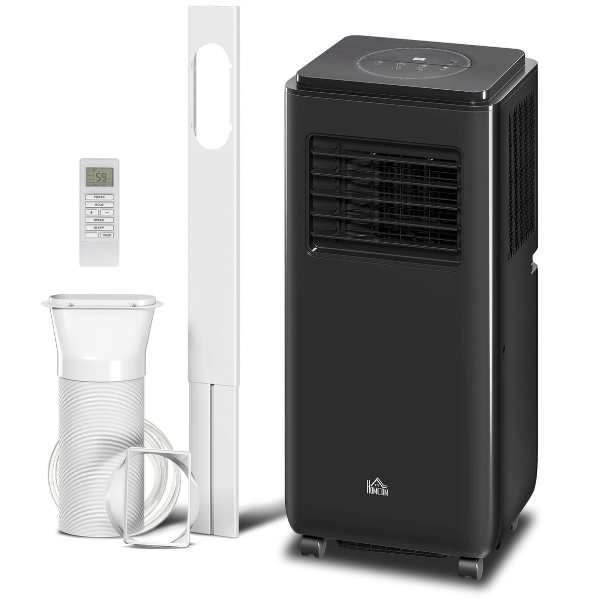 8,000 BTU Moible Air Conditioner 345 Sq. Ft., Dehumidifier Fan Auto Sleep with 24H Timer On/Off, Window Kit, Black