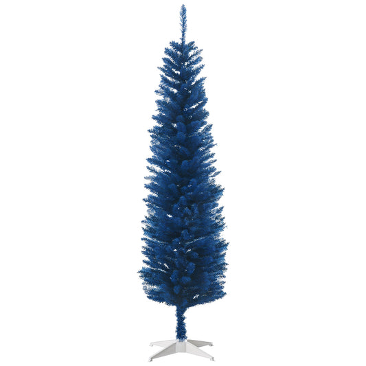 5ft Pencil Christmas Trees, Skinny Artificial Christmas Tree for Xmas Holiday Decor, Deep Blue