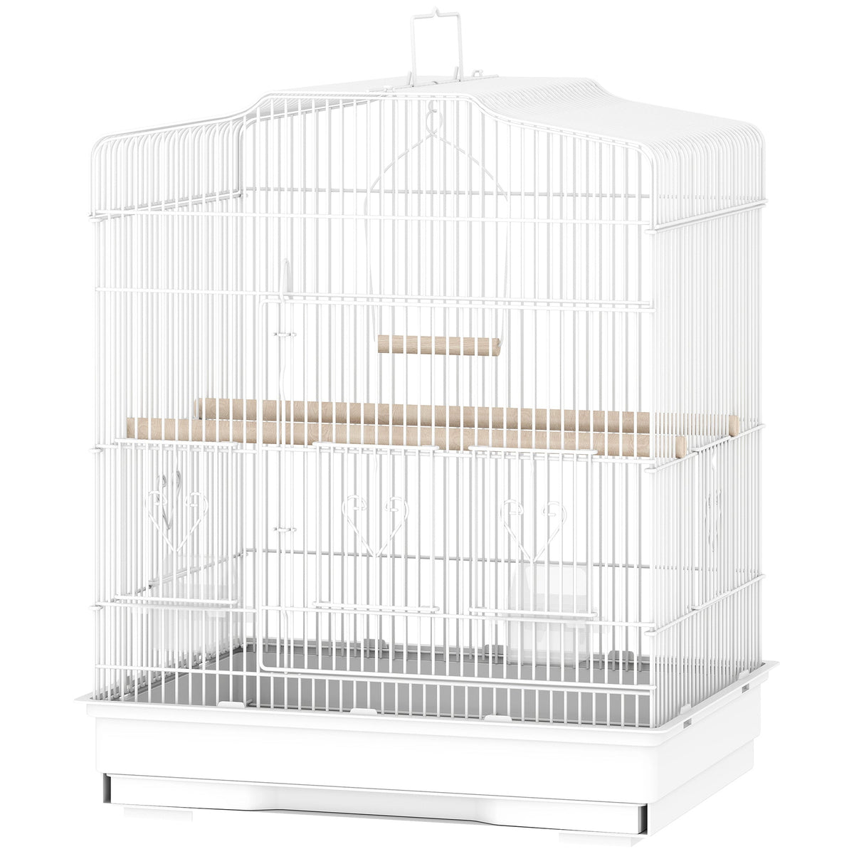 23" Bird Cage, Finches Canaries, Parrot Cage with Doors Perches, 2 Feeder Pet Supplies, White