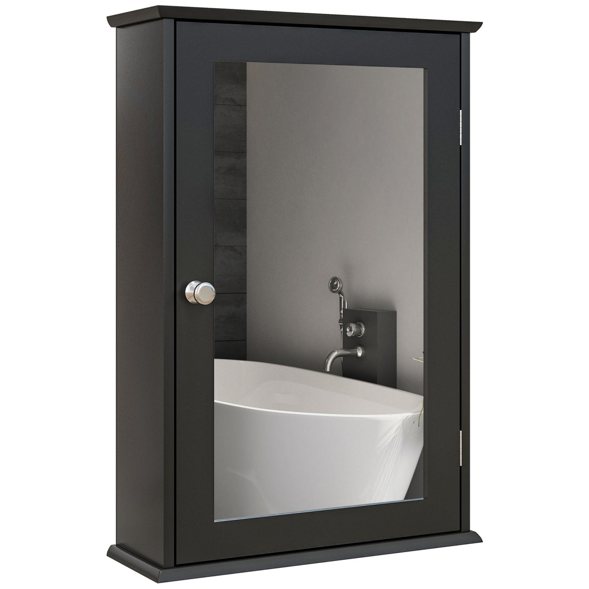 Bathroom Mirror Cabinet, Wall Mounted Medicine Cabinet with Door and Shelves, White