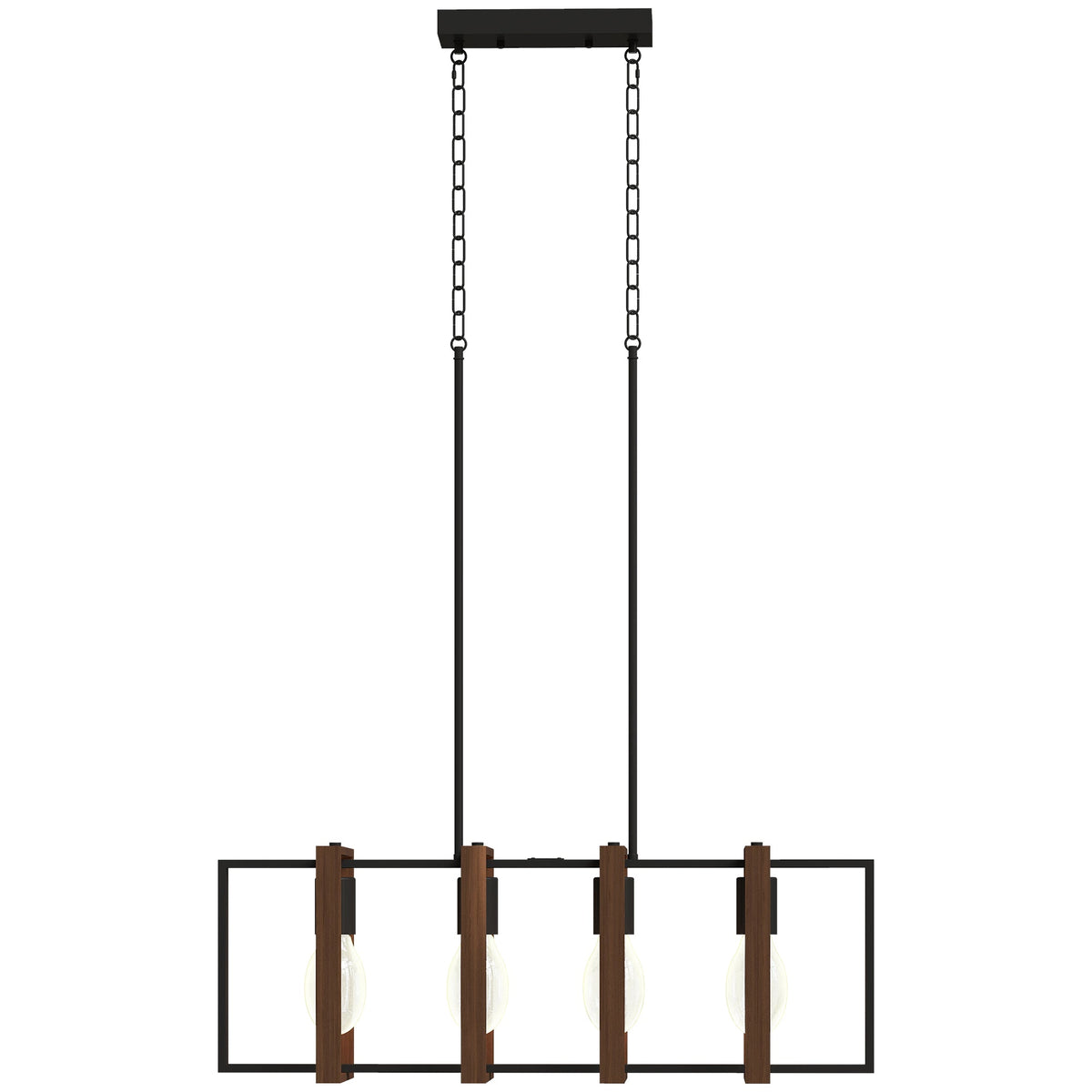 Farmhouse Kitchen Island Lighting, Linear Pendant Light with 4 Rotatable Frames and Adjustable Height, Black