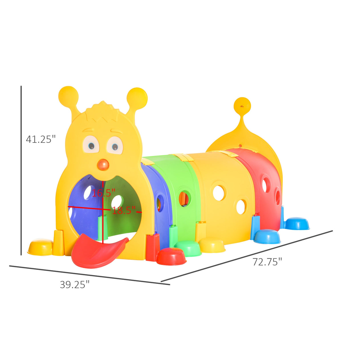 Caterpillar Design Tunnel for Kids to Crawl Through, for 3-6 Years, Multicolour