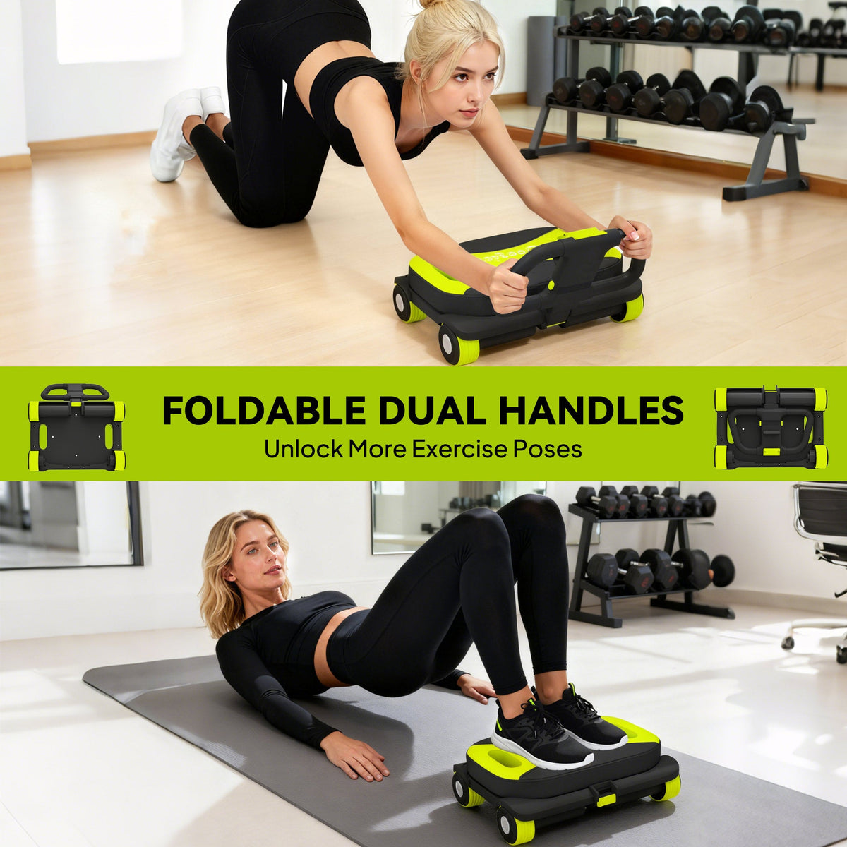 Ab Wheel Roller, Automatic Rebound Abdominal Wheel, Core Training Equipment with Phone Holder and Foldable Handle