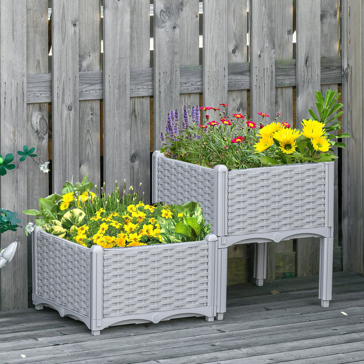 1 Piece Raised Garden Bed PP Raised Flower Bed Vegetable Herb Grow Box Stand Brown