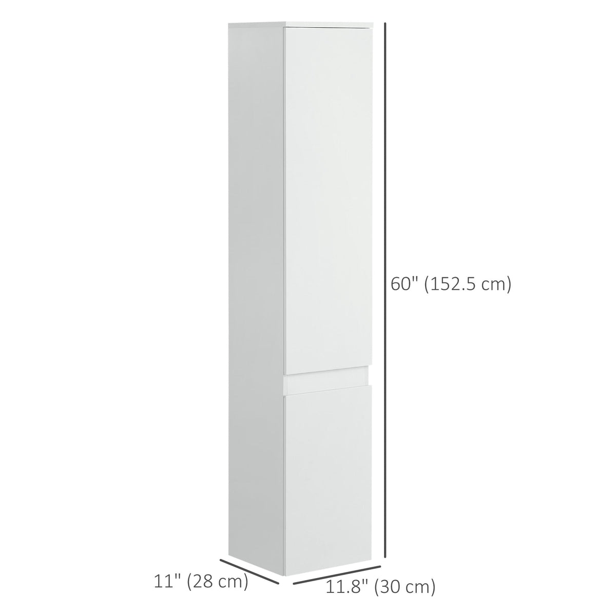 Tall Bathroom Cabinet, Freestanding Storage Organizer with Adjustable Shelves and Cupboards, 11.8" x 11" x 6", White