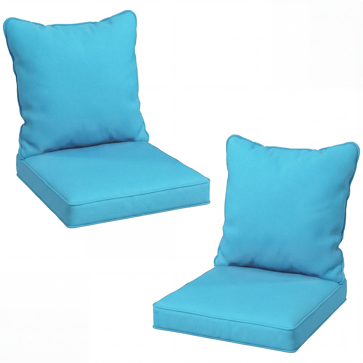 Seat Cushion Back Pillows Replacement Set of 2, Patio Chair Cushions Set for Indoor Outdoor, Blue