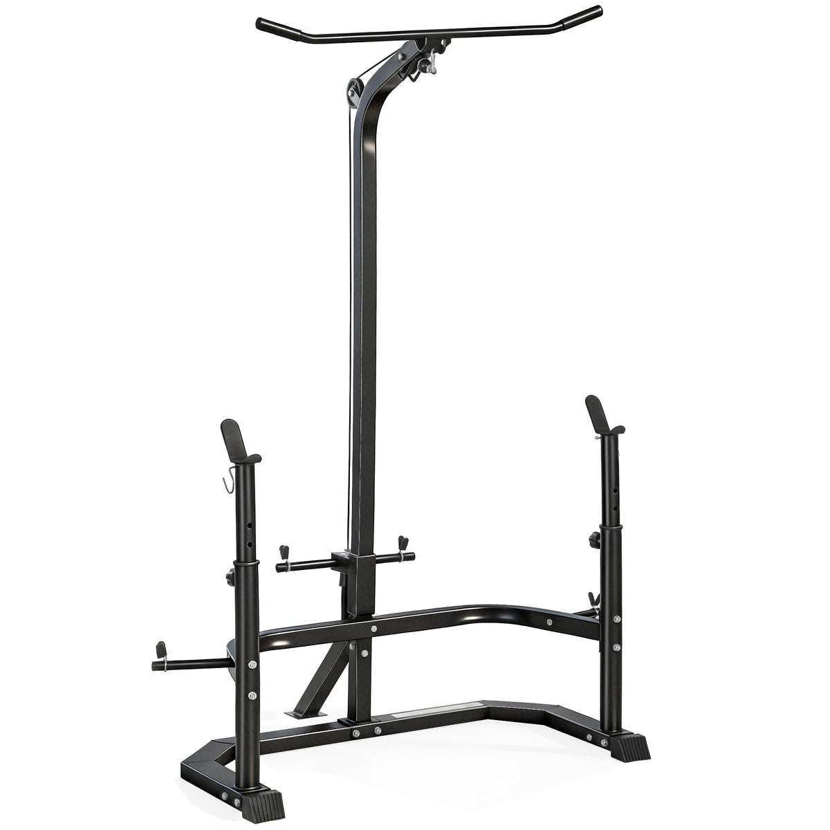 Multi-Function Home Gym Machine with Bench Press Rack, Squat Rack and Lat Pulldown System, Black