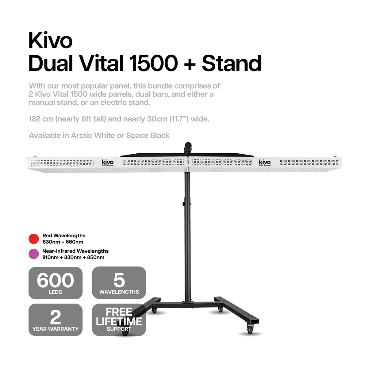Kivo Vital 1500: Medium Wide Body Red Light Therapy Panel