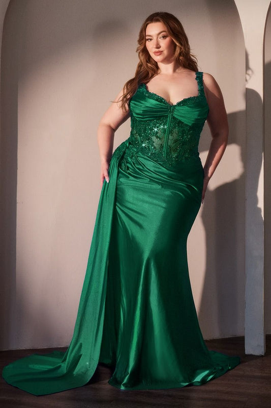 Satin sash and a flattering leg slit dress