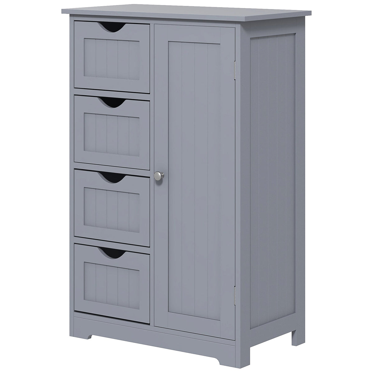 Bathroom Storage Cabinet, Floor Cabinet with Adjustable Shelf and 4 Drawers, Side Cabinet for Washroom, White