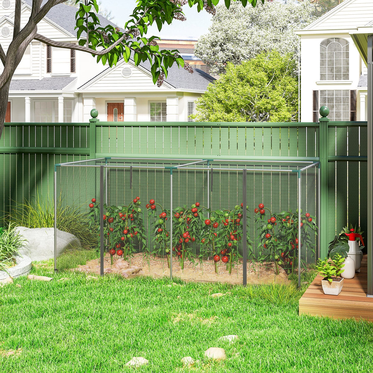 Galvanized Steel Crop Cage, Plant Protection Tent with Zippered Door, 4' x 4', Black