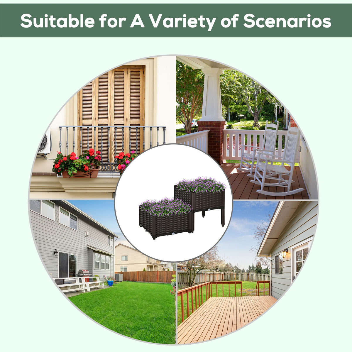 1 Piece Raised Garden Bed PP Raised Flower Bed Vegetable Herb Grow Box Stand Brown