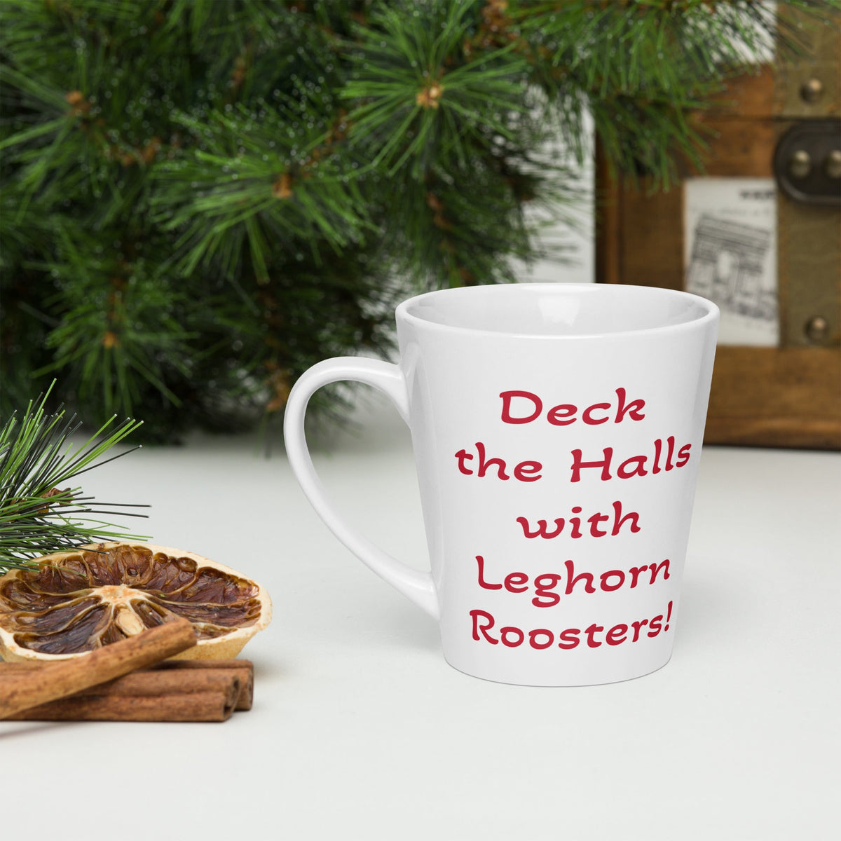 Chickmas Deck the Leghorn Latte mug