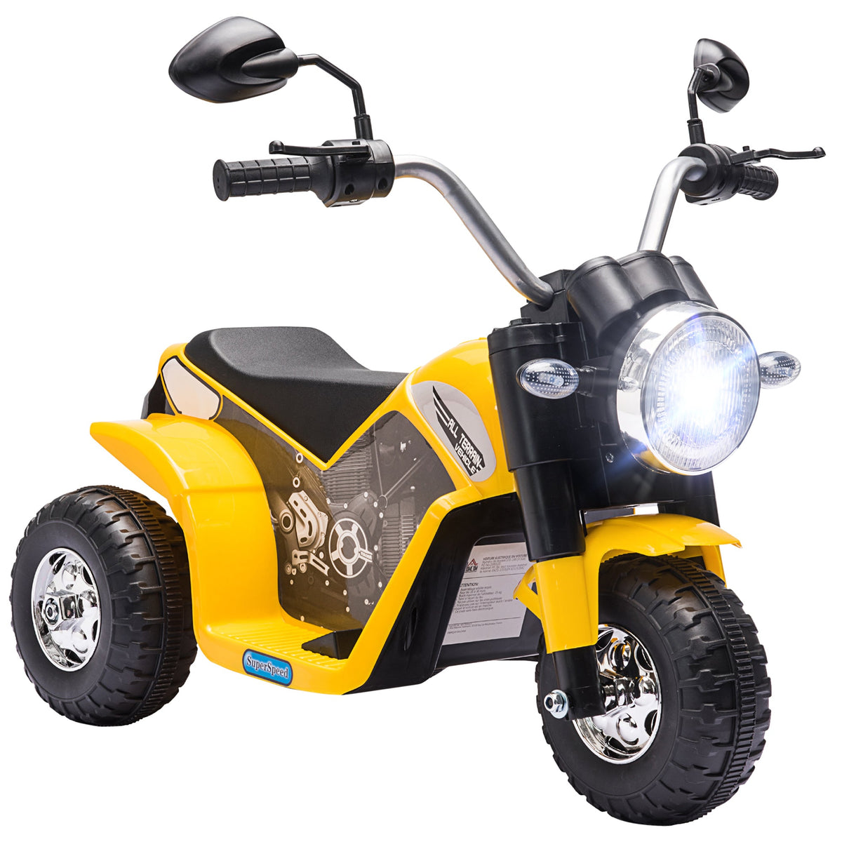 Kids Electric Motorcycle 6V Battery Powered Ride-On Dirt Bike 3-Wheels Motorbike with Horn Headlights Realistic Sounds 1.24mph Speed for Girls Boy 18 - 36 Months Red