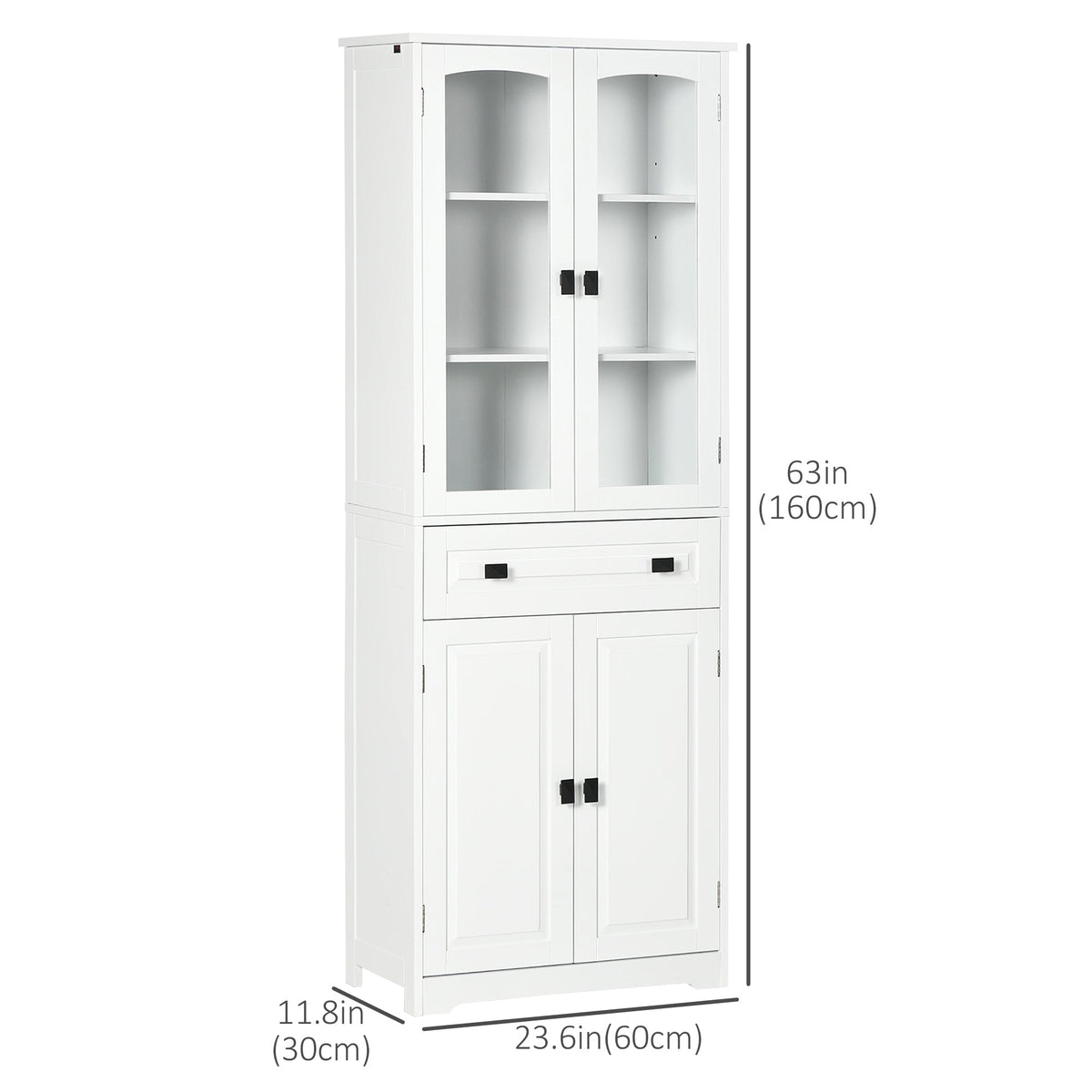 63" 4-Door Kitchen Pantry Cabinet, Freestanding Storage Cabinet Cupboard with Adjustable Shelves, Black