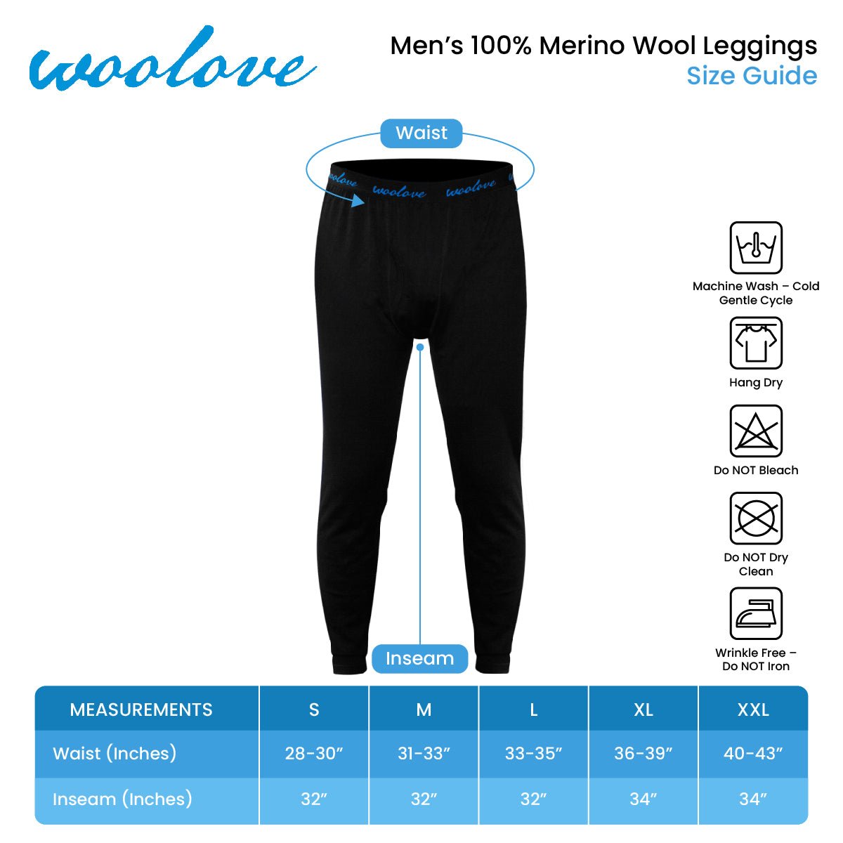 Men's 100% Merino Wool Long Underwear + Beanie