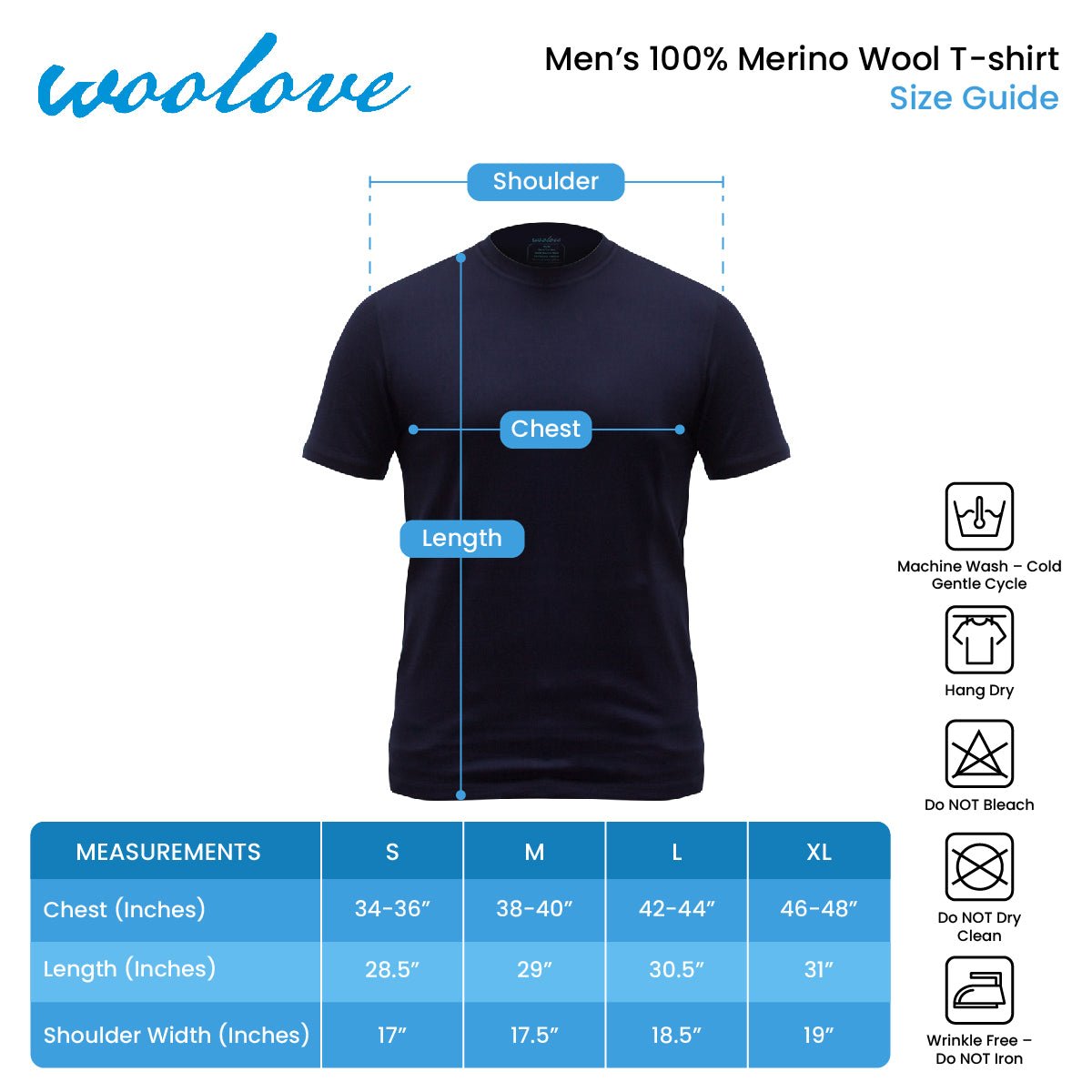 Men's 100% Merino Wool Short Sleeve T-Shirt 180 GSM - Lightweight