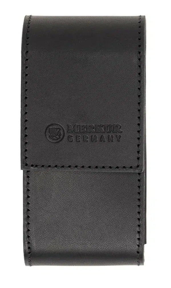 Merkur Leather Case empty for Razor and 10 Blades, Black