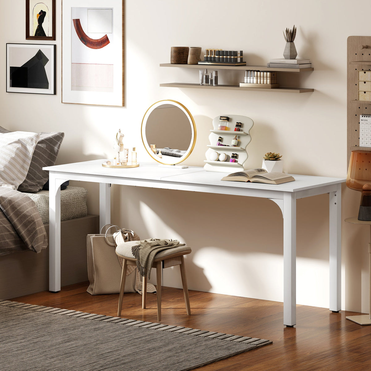 71" Computer Desk, Desktop Desk with Metal Legs, Distressed Black