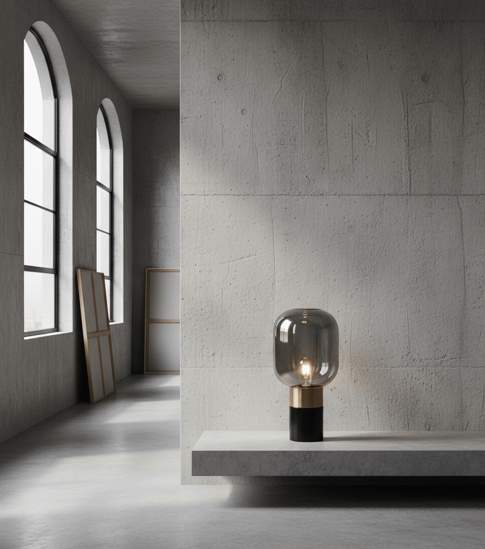 Midnight Smoke & Brass Table Light
