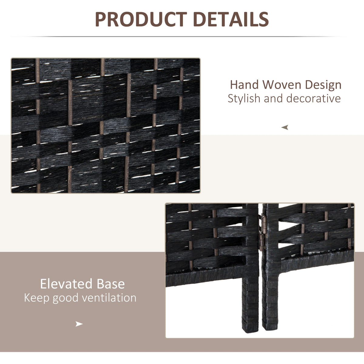 6ft Folding Room Divider, 3 Panel Wall Partition with Wooden Frame for Bedroom, Home Office, Natural
