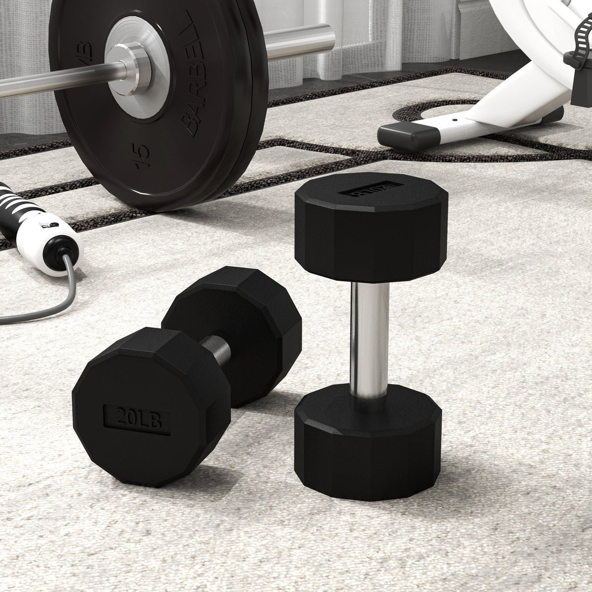 2 x 10lbs Dumbbells Set with Non-Slip Grip, Rubber Covered Weights for Men Women Home Gym Workout