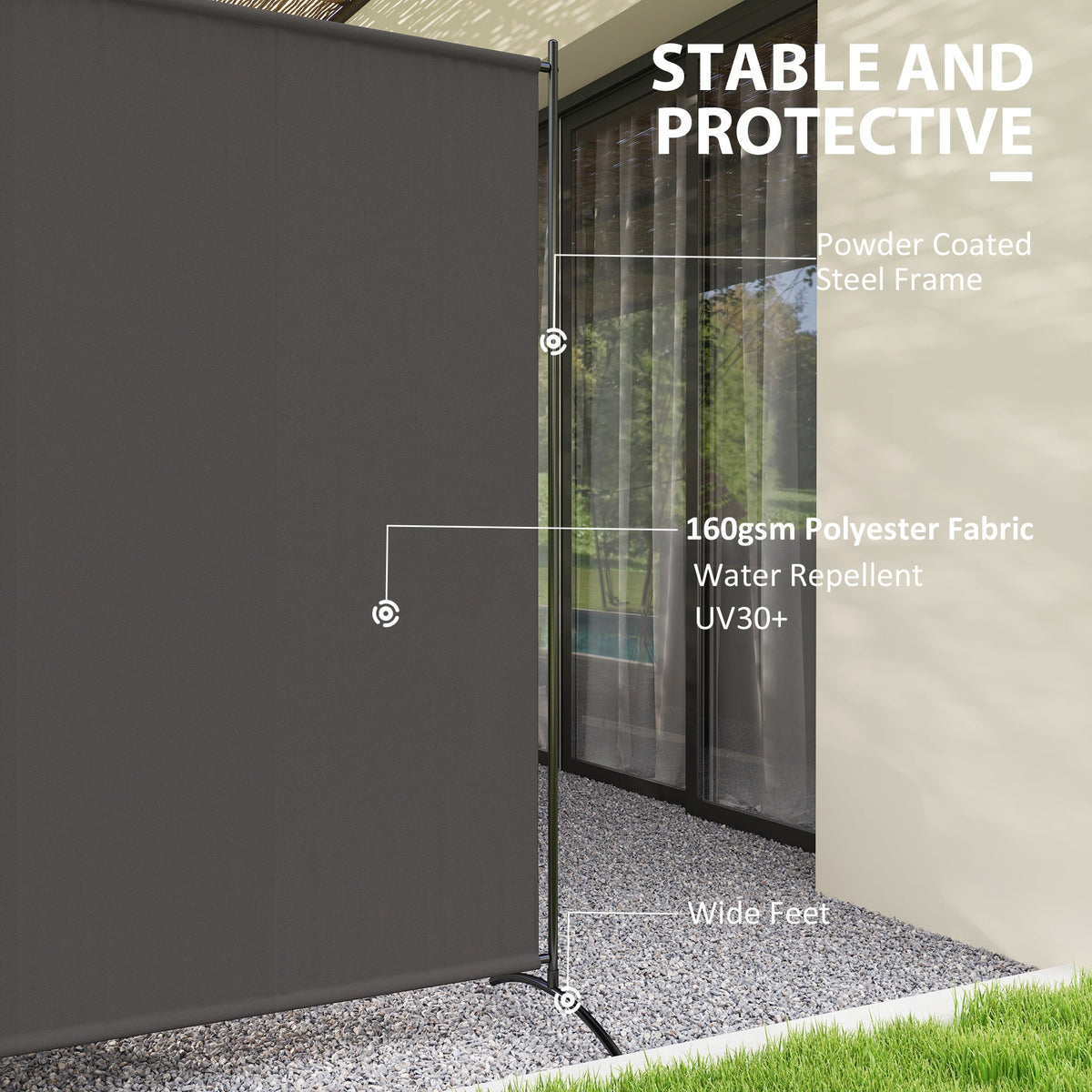 Single Panel Room Divider, UV30+ Privacy Screen, Indoor Outdoor Privacy Panel with Stable Base, Beige