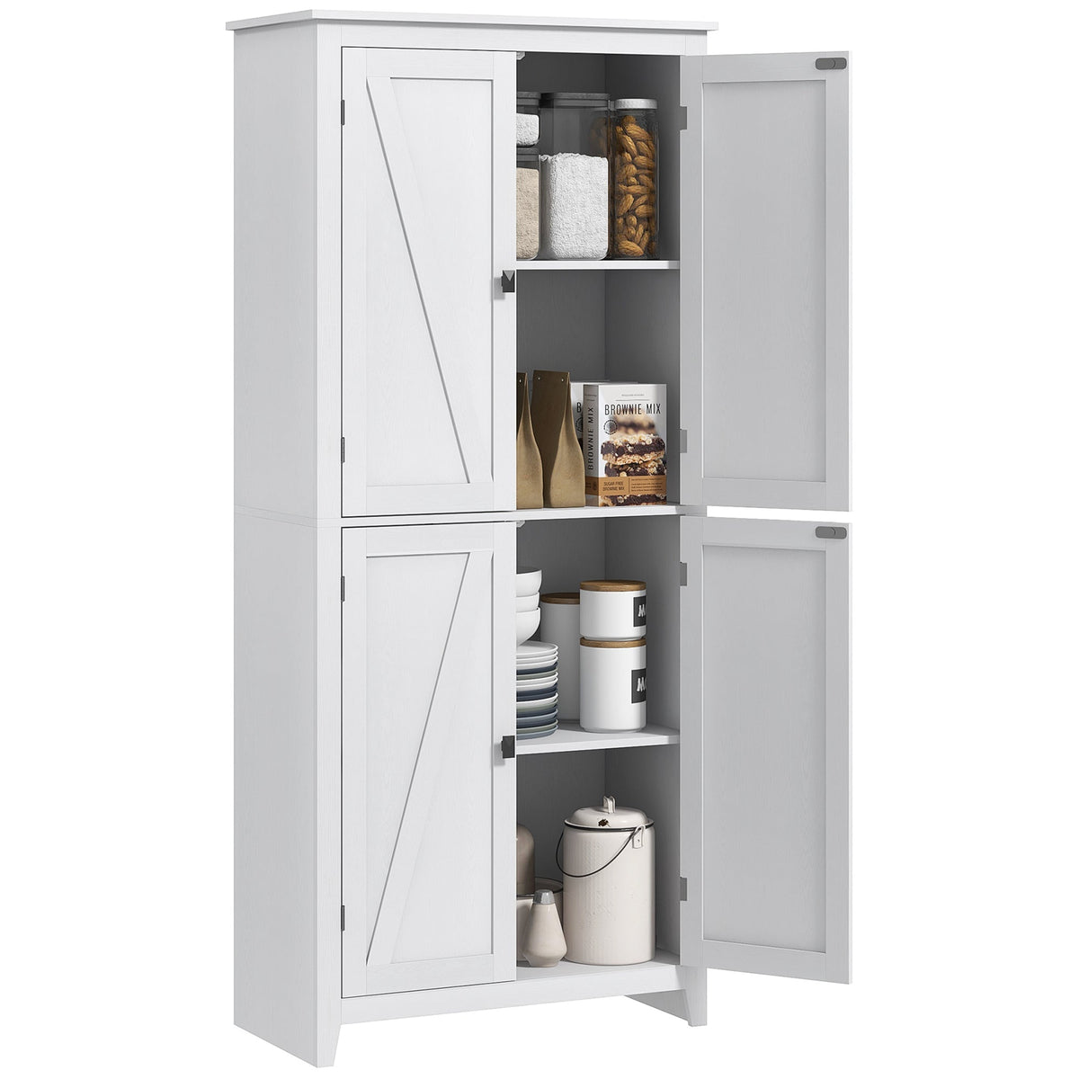 72" Freestanding Storage Cabinet, Kitchen Pantry Cabinet with Doors and Shelves for Dining Room, Natural