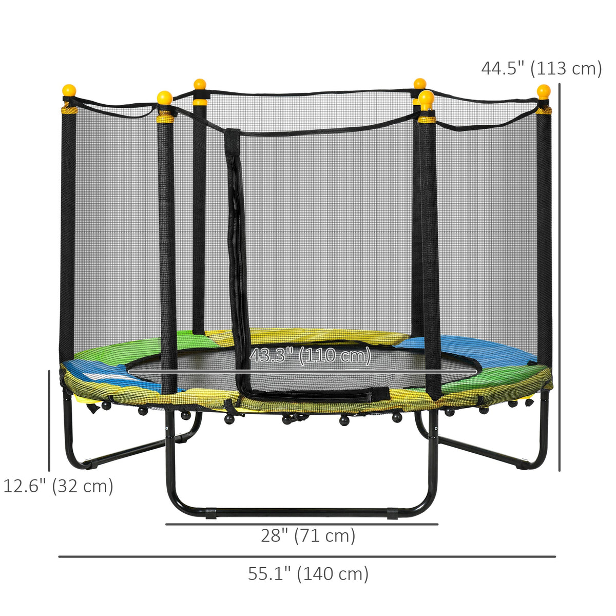 4.6FT Trampoline for Kids with Enclosure Net for Ages 3-6, Indoor Outdoor Use, Black