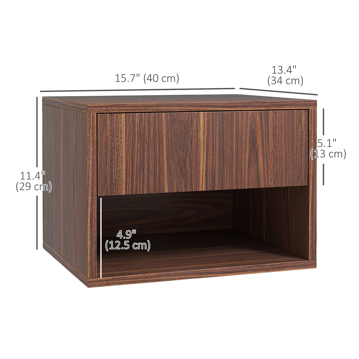 Floating Nightstand Set of 2, Wall Mounted Bedside Table with Drawer for Bedroom Black