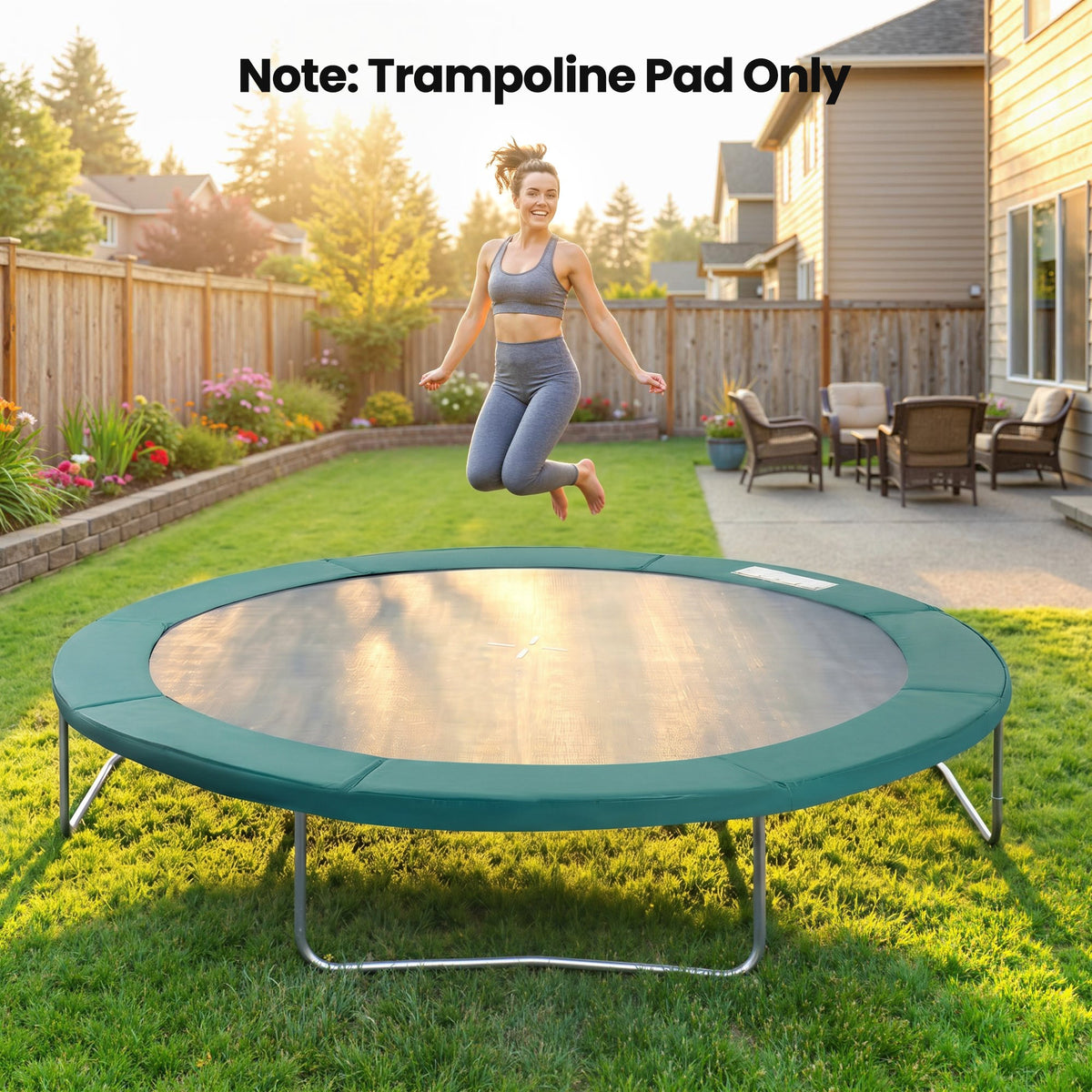 Trampoline Pad, 14FT Replacement Trampoline Safety Pad Mat Spring Cover, Water-Resistant, UV-Resistant, Tear-Resistant, No Holes for Pole, Blue