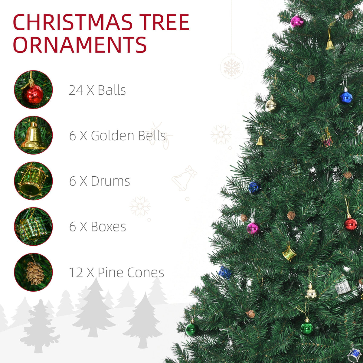 4.9ft Green Christmas Tree Artificial Xmas Holidays Party with Decoration Ornament